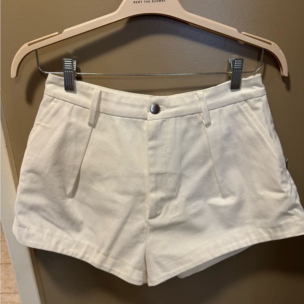 Zara High Waist White Denim Shorts